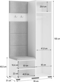 Masseno Garderoba VIRA 95/181/51 cm Nowoczesna Szafa do Przedpokoju Dąb lefkas
