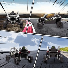 AIYAPLAY 12V Elektryczny pojazd terenowy dla dzieci, pilot, światła LED, muzyka, klakson, dla dzieci w wieku 3-8 lat, Szary