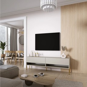 Szafka pod telewizor 170 cm Kaszmir, nóżki proste złote, 170 × 32 × 52 cm