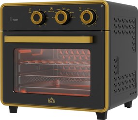 HOMCOM Mini piekarnik na gorące powietrze Czarny 36x377x345cm do zdrowego gotowania i pieczenia | Aosom PL