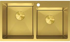 Mexen Xorin zlewozmywak stalowy 2-komorowy 780 x 450 mm, złoty - 6441782000-55