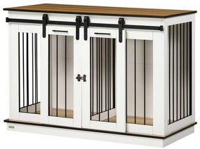 PawHut Klatka dla psa z 2 drzwiami, transporter dla psów, box transportowy dla psów, rustykalny design, zamykana, Biały