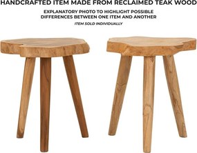 Stołek z litego drewna tekowego w naturalnym kolorze Budut – Mauro Ferretti