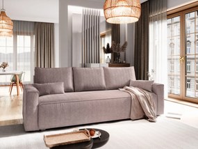 Masseno Sofa MENI z funkcją spania i pojemnikiem na pościel, Rozkładana sofa - Wrzosowy, POSO 130