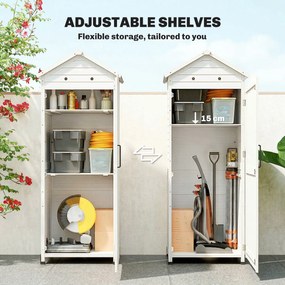 Outsunny Drewniana szafa ogrodowa z regulowanymi półkami, magnetycznymi drzwiami, ocynkowanym dachem i wentylacją | Aosom PL