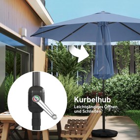 Outsunny Parasol przeciwsłoneczny Ø295 cm, UV 30+ Okrągły parasol balkonowy, plażowy, ogrodowy, niebieski | Aosom PL