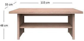Ława z Półką Drewniana do Salonu ELEGO 115 cm Dąb sonoma Nowoczesna