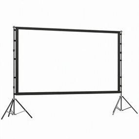 HOMCOM 254 cm 16:9 HD 4K/8K ekran projekcyjny ze statywem, przenośny dwustronny ekran ze składanymi statywami, biały | Aosom PL