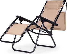 Składany leżak ogrodowy z regulowanym daszkiem Corfu 009, beżowy