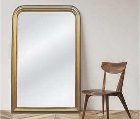 Lustro z drewna paulowni - szer. 80 x wys. 110 cm - wykończenie w kolorze złotym z efektem mosiądzu - HELOISE