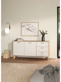 Biało-naturalna komoda w dekorze dębu 147x73x39 cm Ikast – Tvilum