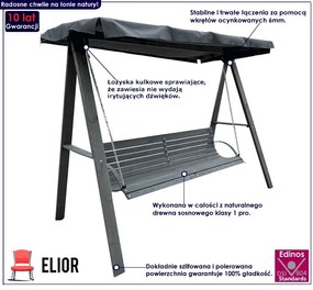 Huśtawka ogrodowa drewniana Kaori 4X szara - 180 cm