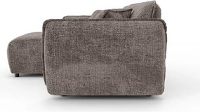 Szarobrązowy narożnik z tkaniny szenilowej (lewostronny/z szezlongiem) Nelia – Ropez