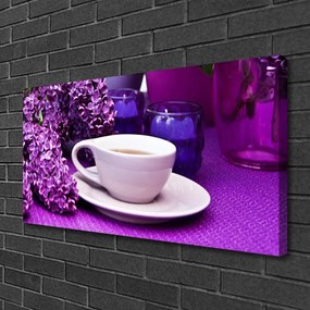 Zdjęcie na płótnie Poranna Kawa wśród Kwiatów