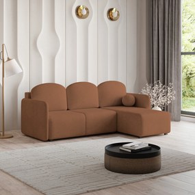 Masseno Narożnik SUVINO z funkcją spania i pojemnikiem na pościel Narozniki L, Rozkładana sofa - Miedziany, NEVE 52