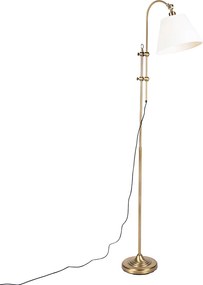 Klasyczna lampa podłogowa brązowa z białym kloszem - Ashley