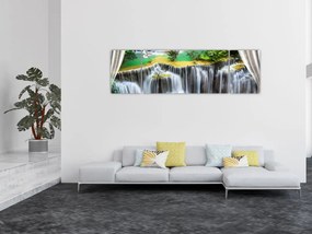 Obraz - Widok magicznych wodospadów (170x50 cm)