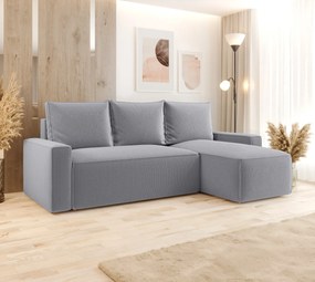 Jasnoszary narożnik z funkcją spania i pojemnikiem  Z3-C08