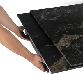 Stół Rozkładany Prostokątny IBIZA 160-240 cm Ceramiczny Czarny Marmur do Jadalni Nowoczesny