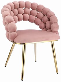 Różowe welurowe krzesło w stylu glamour K2-H56