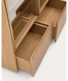 Witryna w dekorze dębu z drzwiami przesuwnymi w naturalnym kolorze 100x174x40 cm Helvine – Kave Home