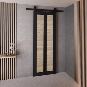 Drzwi Przesuwne QUDIO M1 Czarny + Dąb Sonoma 60