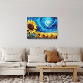 Obraz na szkle - Malowanie słoneczników (70x50 cm)