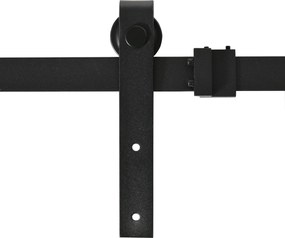 HOMCOM Zestaw do Podwójnych Drzwi Przesuwnych Prowadnica Stal Węglowa Czarna 200x06x18cm | Aosom PL