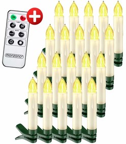 Monzana Świece na choinkę CANDLE, 20 sztuk, 10,5cm, ciepła biała
