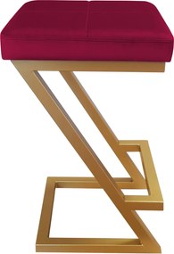 Hoker ZETA krzesło barowe tkanina Welur podstawa metalowa LOFT : Kolor Stelaża - Złoty, Kolor tkaniny - VELVET - MG31