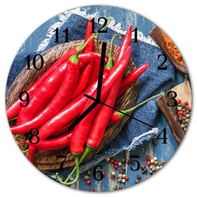 Zegar szklany okrągły Papryczka chilli