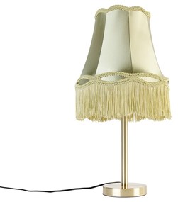 Klasyczna lampa stołowa mosiądz z abażurem Granny zielonym 30 cm - Simplo klasyczny/Antyczny Oswietlenie wewnetrzne