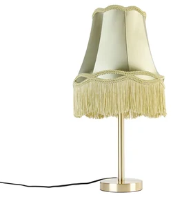 Klasyczna lampa stołowa mosiężna z zielonym abażurem 30 cm - Simplo klasyczny/Antyczny Oswietlenie wewnetrzne