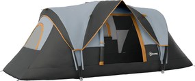 Outsunny Namiot campingowy dla 5-6 osób, rodzinny, z torbą, 4,55x2,2x1,8m, Jasnoszary/Czarny