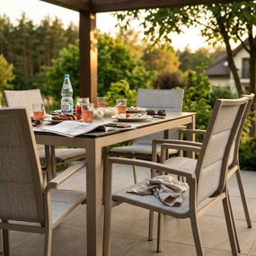 Krzesło ogrodowe aluminiowe beżowe 56x65x88 komfortowe wytrzymałe tarasowe