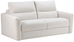 Kanapa 3-osobowa rozkładana  z beżowej tkaniny szenilowej- Powierzchnia spania 140 cm - Materac 16 cm DOVENA od Maison Céphy