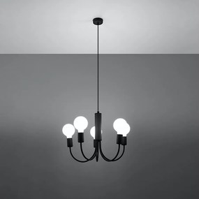 Żyrandole nowoczesny Minimo, stal - 5 źródło światła 3000K - L.45 x H.100 cm - czarny