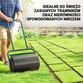 Outsunny Poręczny wał do trawnika, praktyczny wał do trawy, wał ogrodowy, elastyczny, stalowy, 58 dł. x 32,5 szer. x 113 wys. cm, ciemnozielony | Aosom PL