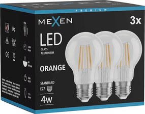 Mexen Vintis 3x żarówka filament LED E27, A60, 4W, 55 lm, orange - L150-E27-04XX-48x03