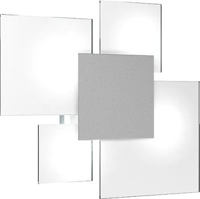 Lampa sufitowa prostokątna Toplight Upgrade 4-punktowa z oprawką GX53, struktura szaro-biała, nowoczesny design 46x42x15 cm