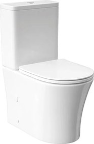Kompletna Miska WC Rimless Przyścienna | Ultracienka Deska Duroplast Soft Close z Systemem Szybkiego Wypinania | Biały Połysk