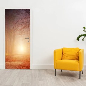 Fototapeta na drzwi - Jesienny las we mgle (95x205cm)