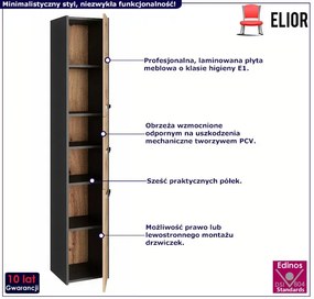 Nowoczesny słupek do łazienki antracyt + dąb artisan M3-L58