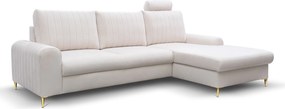 Masseno Narożnik VERONA z funkcją spania i pojemnikiem na pościel Narozniki L, Rozkładana sofa - Kremowy, LOFT 1