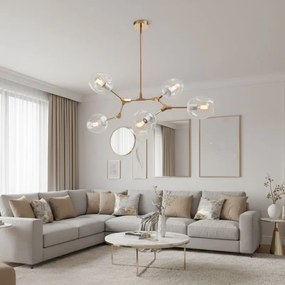 Lampa Wisząca Szklane Kule 5 Ramion APP506-5C Złota
