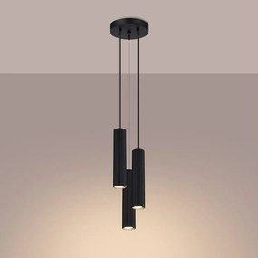 Lampa wisząca minimalistyczny Gloow, aluminium - 3 źródło światła 3000K - L.19.5 x H.108 cm - czarny