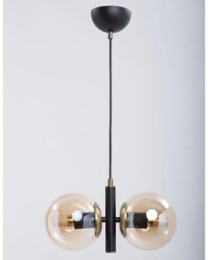 Lampa wisząca w czarno-żółtym kolorze ze szklanym kloszem Monera – Squid Lighting