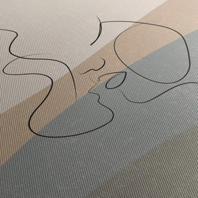Obraz - Line art kiss (z zegarem) (90x30 cm)
