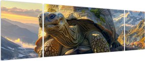Obraz - Żółw i górski krajobraz (170x50 cm)