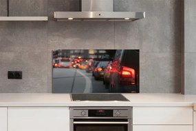 Panel szklany do Kuchni Korki i Światła Wielkiego Miasta